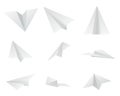 Paper design origami airplanes isolated icons set vector illustration