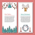 Paper Design Template for Santa or Christmas mail. Letterhead with Copy Space for Text and illustrations of Bell, Pine Royalty Free Stock Photo