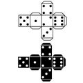 Paper dice template. Game dice template model sign. Cubes for gambling paper template. flat style