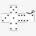 Paper Dice Template, model of a white cube to make a three-dimensional handicraft work out of it. Isolated vector illustration on