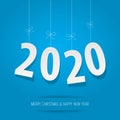 Paper 2020 digits on a blue background