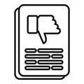 Paper dislike icon outline . Social media