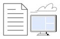 Digital Documentation and Cloud Storage Concept with File and Computer Monitor Royalty Free Stock Photo