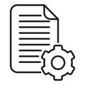 Paper document gear icon outline vector. Victory training