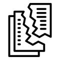 Paper document icon outline vector. Destroy alarm fail Royalty Free Stock Photo