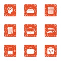 Paper document icons set, grunge style Royalty Free Stock Photo