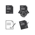 paper document with pen and handshake vector illustration design