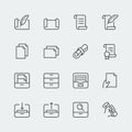 Paper, documents and archive related icons in thin line style