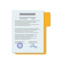 Paper documents of the contract. flat vector Royalty Free Stock Photo