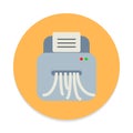 Paper documents shredder flat icon. Round colorful button, circular vector sign.