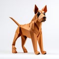 Origami Dog: Detailed Dobermann Pinscher In Brown Color