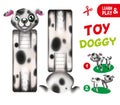 Paper doggy toy. Development game for kid. Dog for children. Illustration for children magazine. artoon dalmatian. Tips help you Royalty Free Stock Photo