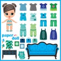 Paper doll with clothes set