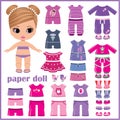 Paper doll with clothes set Royalty Free Stock Photo