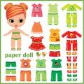 Paper doll with clothes set Royalty Free Stock Photo