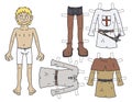 The paper doll funny historical blonde noble warrior Royalty Free Stock Photo