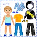 Paper doll with a set of clothes. Royalty Free Stock Photo