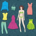 Paper doll with set of cloths