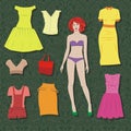 Paper doll with set of cloths