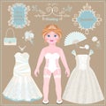 Paper doll. Wedding dresses and accessories. Royalty Free Stock Photo