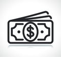 Paper dollar money line icon
