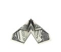 Paper dollar plane without shadow on white background 3d