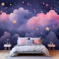 Astronomy furniture moon sleep image graphic dream room children interior three-dimensional fantasy stars