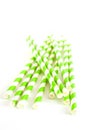 Paper drink straws on white background