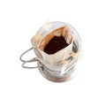 Paper drip or brewed bag of coffee on cup,clipping