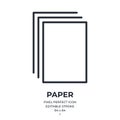 Paper editable stroke outline icon isolated on white background flat vector illustration. Pixel perfect. 64 x 64