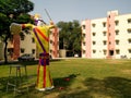 Paper effigy of Ravan stuffed with fireworks