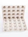 Paper egg box open tray large carton on white background Royalty Free Stock Photo