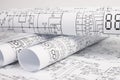 Paper electrical engineering drawings. Royalty Free Stock Photo