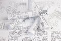 Paper electrical engineering drawings. Royalty Free Stock Photo