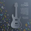 Paper electro guitar vector background concept. Illustration tamplate for web and mobile