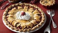 Paper Elegance Honoring National Peach Pie Day with a Delicate Paper Art Masterpiece.AI Generated