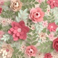 Paper elegant pastel colored flowers. Valentine`s day, Easter, Mother`s day, wedding card, blooming wall background. 3d render