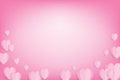 Paper elements in shape of heart flying on pink background. Vector symbols of love for Valentine`s Day. Royalty Free Stock Photo