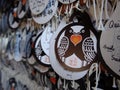 Paper Ema`s votive plaques hanging at the Tamukeyama Hachimangu shrine in Nara, Japan