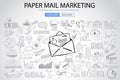 Paper email Marketing with Doodle design style Royalty Free Stock Photo