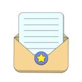 Paper envelope with letter. Color illustration. Feedback concept