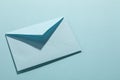 Paper envelope on light blue background, above view. Mockup for design Royalty Free Stock Photo