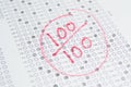 Exam Test , 100 Score Royalty Free Stock Photo