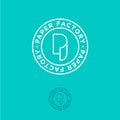 Paper factory logo. P monogram. Roll of paper logo on a circle.