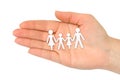 Paper family in hand Royalty Free Stock Photo