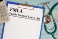 Paper with Family Medical Leave Act FMLA on a table Royalty Free Stock Photo