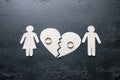 Paper family near a broken heart a divorce Royalty Free Stock Photo