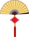 Paper fan with Chinese knotting Royalty Free Stock Photo