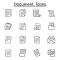 Paper, file, document, folder, infomation, data icon set in thin line style Royalty Free Stock Photo