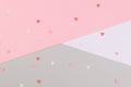 Paper flat composition with pink and grey background for Valentines day